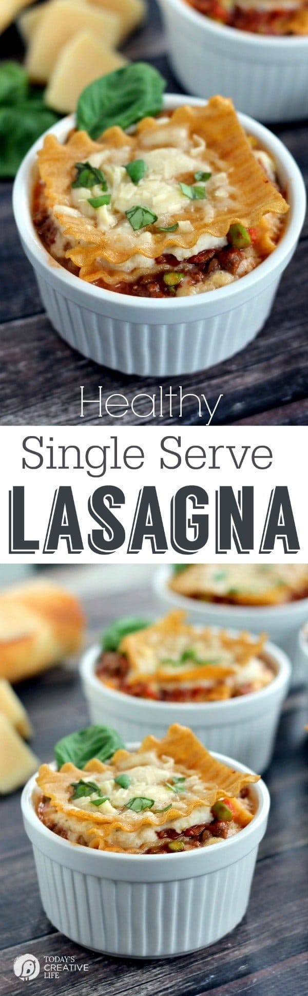 Single Serve Healthy Lasagna | Dinner Recipe ideas | See more recipes on TodaysCreativeLife.com