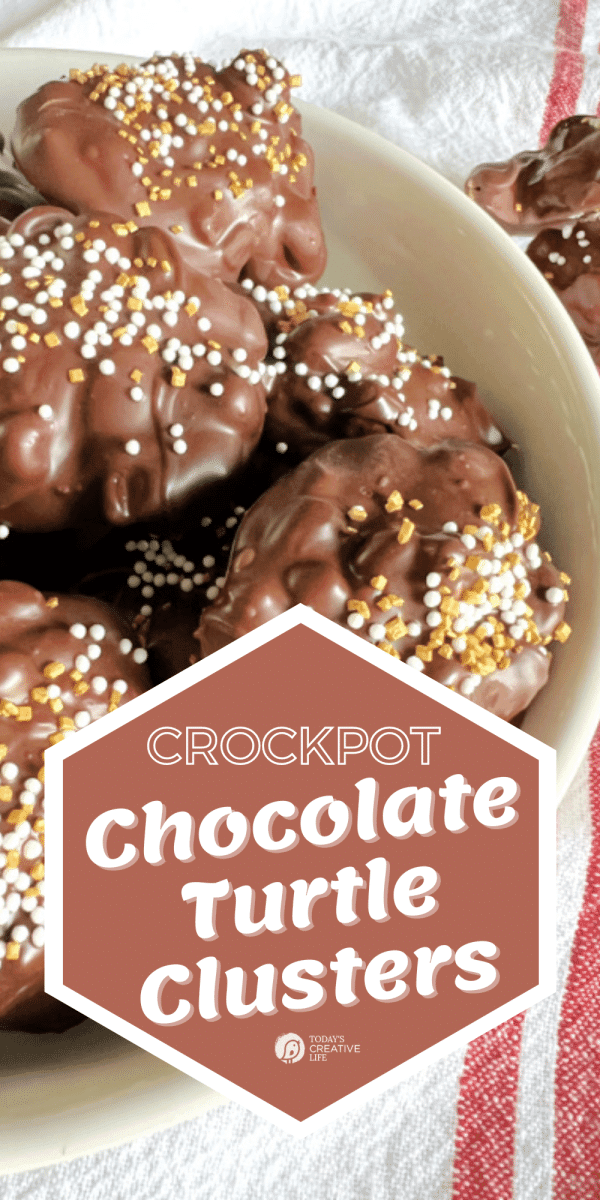 Chocolate Turtle clusters with sprinkles